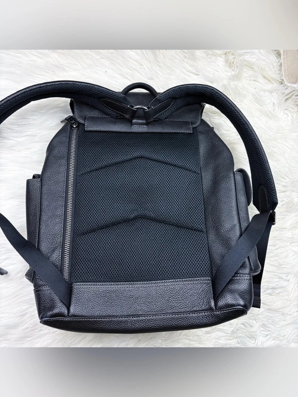 Coach Hudson Backpack CB837 Black Pebble Leather Bucket Drawstring Mens Commute